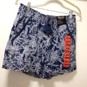 Womens Briggs New York Floral Linen Blend Pull- on Shorts